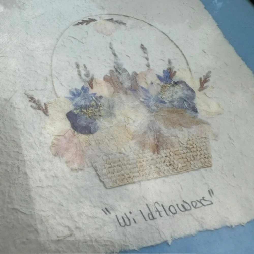 Vintage Signed Pressed Flower Art 1997 Wildflowers Cottagecore Framed 11x9